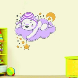 Αυτοκόλλητο τοίχου - Αρκουδάκι στα σύννεφα